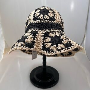 Anthropologie Crochet Granny Square Bucket Hat